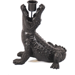 Housevitamin - Kandelaar Krokodil - Alligator Candle Holder Black - 15 x 18 x 12 cm