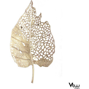 Schaal Goud in vorm van Herfstblad - Gouden Schaal - Metaal - Goud - 86 x 48 x 6 cm