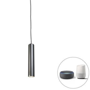 QAZQA Smart design hanglamp zwart incl. wifi GU10 lichtbron - Tuba