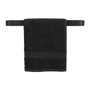 QUVIO Handdoekhouder platte stang met ronding - Zwart - 50 cm