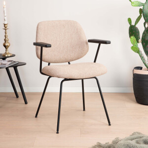 Eleonora Eetkamerstoel 'Lynn' met armleuning, kleur Beige Fletcher