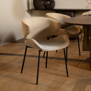 Eleonora Eetkamerstoel 'Tess' Bouclé, kleur Zand