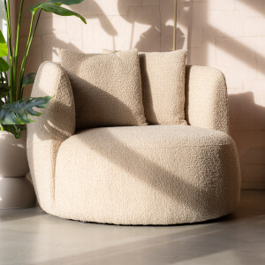 Eleonora Fauteuil 'Louis' Bouclé, kleur Zand