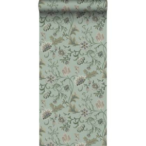 ESTAhome behang vintage bloemen celadon groen - 0.53 x 10.05 m - 13941