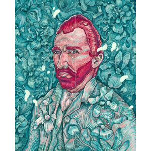 IXXI Van Gogh Self Portrait, Studio Muti & Van Gogh 21st Century - 80 x 100 cm - Gratis ophangtool - Grote wanddecoratie en posters -