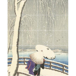 IXXI In the Snow on Yanagibashi, Ohara Koson & Rijksmuseum - 80 x 100 cm - Gratis ophangtool - Grote wanddecoratie en posters - Klassiek, Ukiyo-e