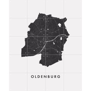 IXXI Oldenburg City Map, Kunst in Kaart - 80 x 100 cm - Gratis ophangtool - Grote wanddecoratie en posters - Grafisch Ontwerp, Minimalistisch