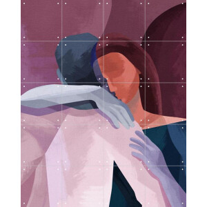 IXXI In This Together, Goed Blauw - 80 x 100 cm - Gratis ophangtool - Grote wanddecoratie en posters - Illustraties, Abstract, Slaapkamer, Woonkamer