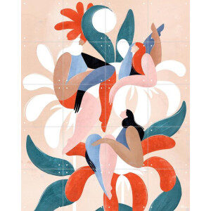 IXXI Wild Flowers, Maggie Stephenson - 80 x 100 cm - Gratis ophangtool - Grote wanddecoratie en posters - Abstract, Kleurrijk, Illustraties, Speels