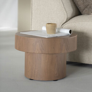 Eleonora Ronde Bijzettafel 'Bobbie' Walnoot, 45cm, kleur Naturel