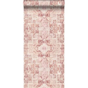 ESTAhome behang oosters kelim tapijt terracotta roze - 53 cm x 10,05 m