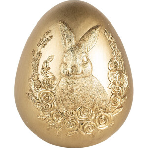 Clayre & Eef Decoratie Beeld Ei Ø 17x21 cm Goudkleurig Kunststof