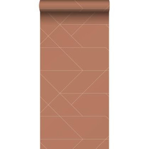 ESTAhome behang grafische lijnen terracotta - 0,53 x 10,05 m - 139373