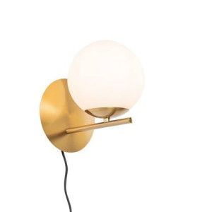 QAZQA Art Deco wandlamp goud en opaal glas - Flore