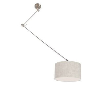QAZQA Hanglamp staal met kap 35 cm grijs verstelbaar - Blitz