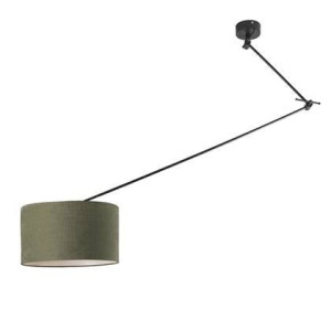 QAZQA Hanglamp zwart met kap 35 cm groen verstelbaar - Blitz