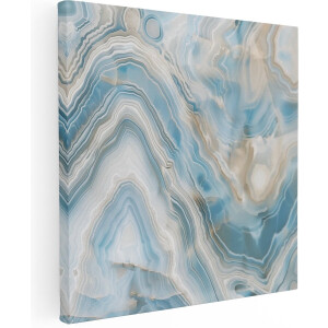 Artaza Canvas Schilderij Blauw en Bruin Marmeren Patroon - 70x70 - Wanddecoratie - Foto Op Canvas - Canvas Print