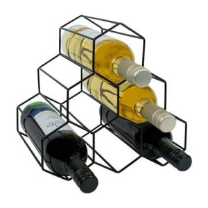 QUVIO Wijnrek voor 6 flessen metaal - Zwart