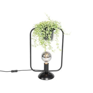 QAZQA Moderne tafellamp zwart met glas - Roslini