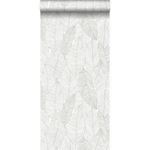 ESTAhome behang getekende bladeren warm grijs - 0,53 x 10,05 m - 13900
