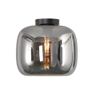 Artdelight Plafondlamp Preston Zwart & Smoke Glas 28cm
