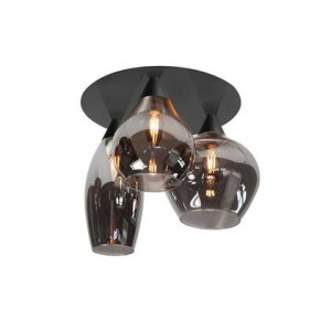 Highlight Plafondlamp Cambio Black & Smoke Glas 32cm Ã 3 Lichts