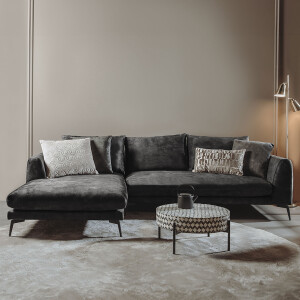 Tower Living 2,5-zits Loungebank 'Nottingham' Velvet, Links, kleur Antraciet