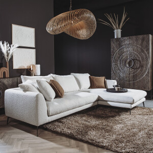 Tower Living 2,5-zits Loungebank 'Nottingham' Bouclé, Rechts, kleur Ivory
