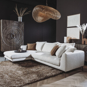 Tower Living 2,5-zits Loungebank 'Nottingham' Bouclé, Links, kleur Ivory