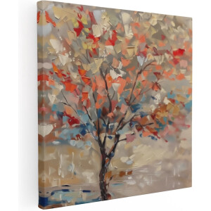 Artaza Canvas Schilderij Abstract Kunstwerk van een Boom - 30x30 - Klein - Foto Op Canvas - Canvas Print