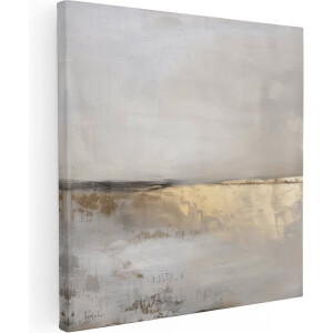 Artaza Canvas Schilderij Abstract Kunstwerk met Goud en Beige - 70x70 - Wanddecoratie - Foto Op Canvas - Canvas Print