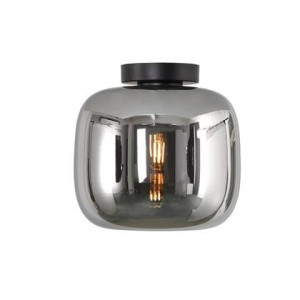 Artdelight Plafondlamp Preston Zwart & Smoke Glas 28cm - Copy