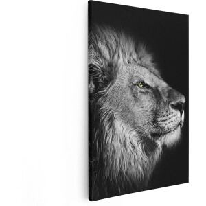 Artaza Canvas Schilderij Leeuw - Leeuwenkop - Zwart Wit - 40x60 - Poster Foto op Canvas - Canvas Print