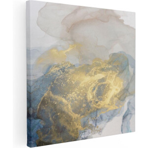 Artaza Canvas Schilderij Abstracte Kunst van Grijze Gouden Marmer - 60x60 - Foto Op Canvas - Canvas Print