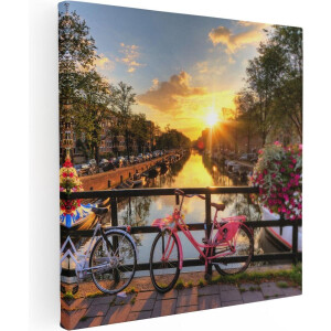 Artaza Canvas Schilderij Amsterdamse Brug Met Zonsopgang - 30x30 - Klein - Foto Op Canvas - Canvas Print