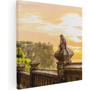Artaza Canvas Schilderij Aap Op De Uluwatu Tempel In Bali - 50x50 - Foto Op Canvas - Canvas Print