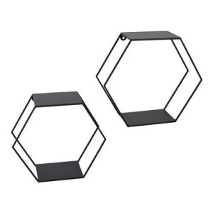 LOFT42 Hexagon Set van 2 Wandboxen Zeshoek - Zwart - 41x36
