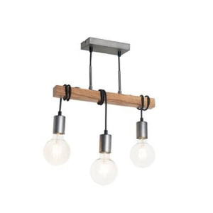 QAZQA IndustriÃ«le hanglamp bruin met staal 3-lichts - Gallow