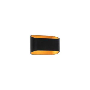 QAZQA Moderne wandlamp zwart met gouden binnenkant ovaal - Alone