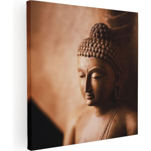 Artaza Canvas Schilderij Boeddha Beeld - 80x80 - Groot - Foto Op Canvas - Canvas Print