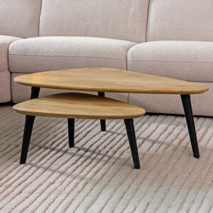 LABEL51 Organische Salontafel 'Rock' Mangohout, Set van 2 stuks, kleur Naturel