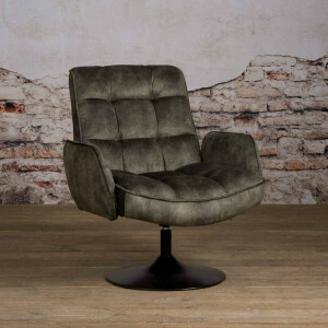 Tower Living Draaibare Fauteuil 'Tropea' Velvet, kleur Donkergroen