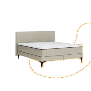 Emma Signature Boxspring Bed 180x210 - Beige - Effen Hoofdbord - Zwart metaal Pootjes