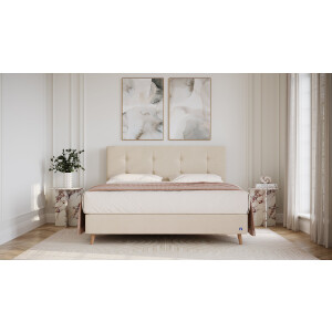 BRUNO Surpreme boxspring 140x200cm in beige | Keuze uit: 6 kleuren & 4 hoofdborden | Luxe 27 cm Pulse-Latex-matras | Made in Germany