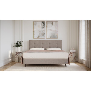 BRUNO Surpreme boxspring 200x200cm in taupe grijs-beige | Keuze uit: 6 kleuren & 4 hoofdborden | Luxe 27 cm Pulse-Latex-matras | Made in Germany