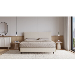 BRUNO Surpreme boxspring 200x200cm in ecru crème beige | Keuze uit: 6 kleuren & 4 hoofdborden | Luxe 27 cm Pulse-Latex-matras | Made in Germany