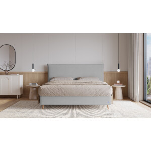 BRUNO Surpreme boxspring 140x200cm in lichtgrijs | Keuze uit: 6 kleuren & 4 hoofdborden | Luxe 27 cm Pulse-Latex-matras | Made in Germany