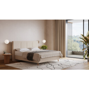 BRUNO Surpreme boxspring 200x200cm in ecru crème beige | Keuze uit: 6 kleuren & 4 hoofdborden | Luxe 27 cm Pulse-Latex-matras | Made in Germany