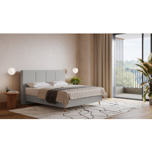 BRUNO Surpreme boxspring 140x200cm in lichtgrijs | Keuze uit: 6 kleuren & 4 hoofdborden | Luxe 27 cm Pulse-Latex-matras | Made in Germany