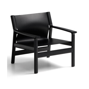 Kave Home Fauteuil 'Jan' Leder en essenhout, kleur Zwart